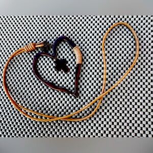 🤎Corded Brass Heart Cross Necklace. 18” Cord